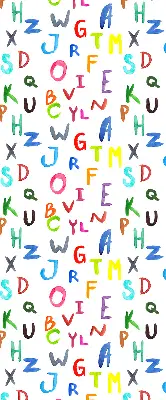 Fabric roller blind for window with colorful letters design