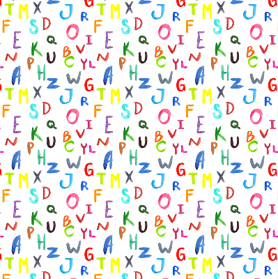 Fabric roller blind for window Colorful letters