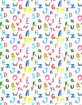 Fabric roller blind for window Colorful letters