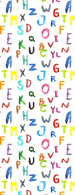 Fabric roller blind for window with colorful letters design