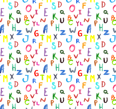Fabric roller blind for window Colorful letters
