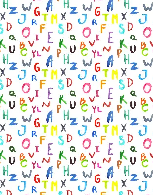 Fabric roller blind for window with colorful letters design