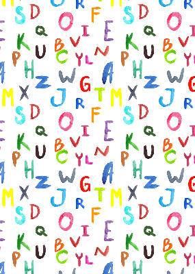 Fabric roller blind for window Colorful letters