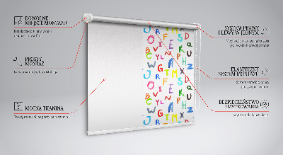 Fabric roller blind for window Colorful letters