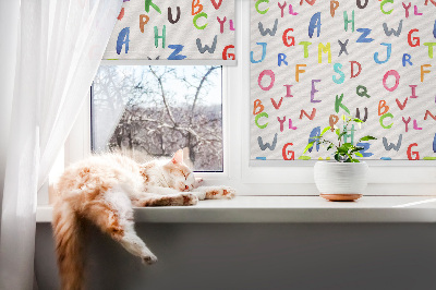 Fabric roller blind for window Colorful letters