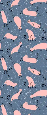 Blackout roller blind for window pink cats pattern