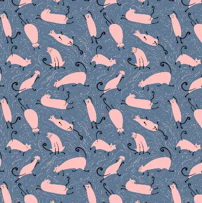 Blackout roller blind for window pink cats pattern