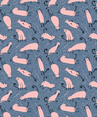Blackout roller blind for window pink cats pattern