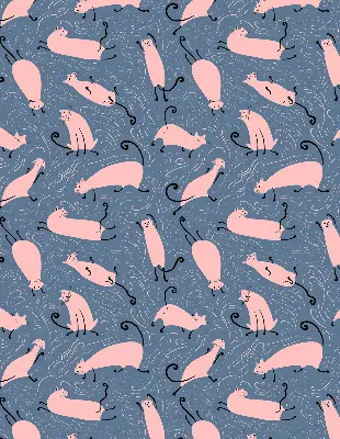 Blackout roller blind for window pink cats pattern