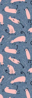 Blackout roller blind for window pink cats pattern