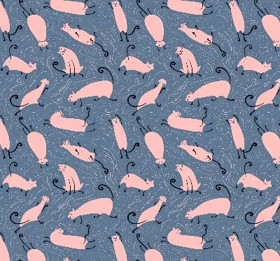 Blackout roller blind for window pink cats pattern