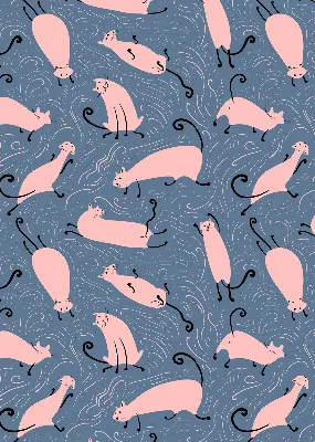 Blackout roller blind for window pink cats pattern