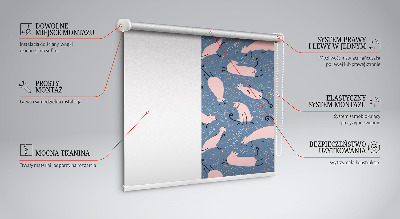 Blackout roller blind for window Pink cats