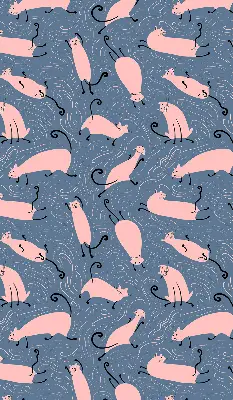 Blackout roller blind for window pink cats pattern