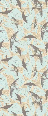 Fabric roller blind for window with Swallows pattern
