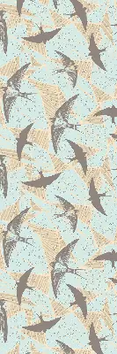 Fabric roller blind for window with Swallows pattern
