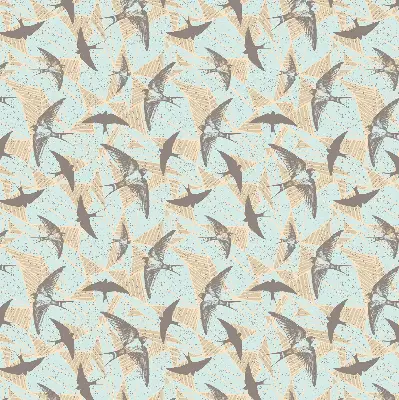Fabric roller blind for window with Swallows pattern