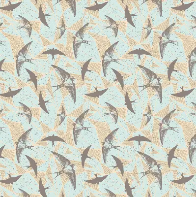 Fabric roller blind for window with Swallows pattern