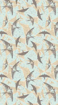 Fabric roller blind for window with Swallows pattern