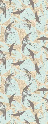 Fabric roller blind for window with Swallows pattern