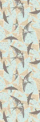 Fabric roller blind for window with Swallows pattern