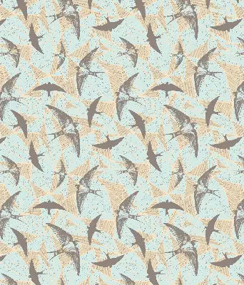 Fabric roller blind for window with Swallows pattern