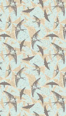 Fabric roller blind for window with Swallows pattern
