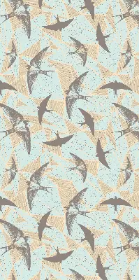 Fabric roller blind for window with Swallows pattern