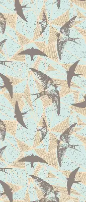 Fabric roller blind for window with Swallows pattern