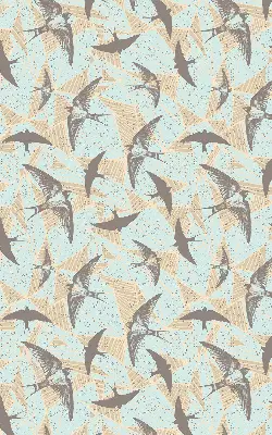 Fabric roller blind for window with Swallows pattern