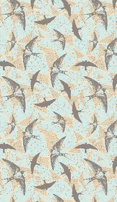 Fabric roller blind for window with Swallows pattern