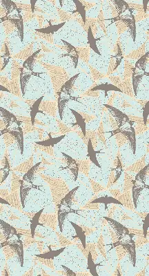 Fabric roller blind for window with Swallows pattern
