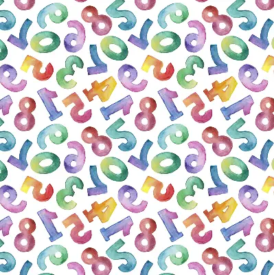 Blackout roller blind with colorful numbers pattern