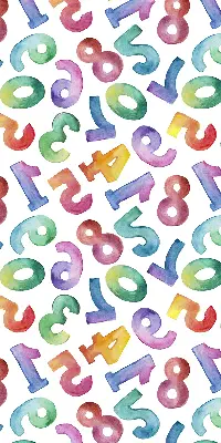 Blackout roller blind with colorful numbers pattern