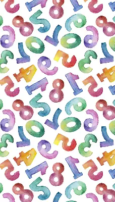 Blackout roller blind with colorful numbers pattern