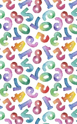 Blackout roller blind with colorful numbers pattern
