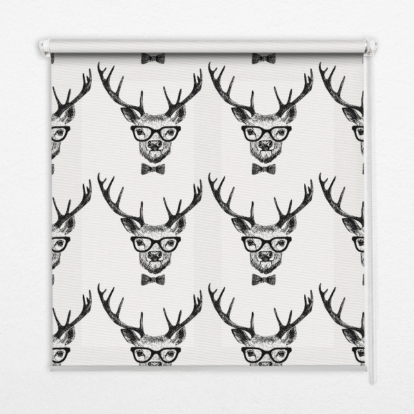 Fabric roller blind for window Reindeer with glasses