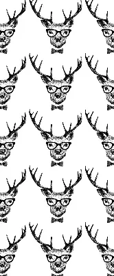 Fabric roller blind for window reindeer with glasses print