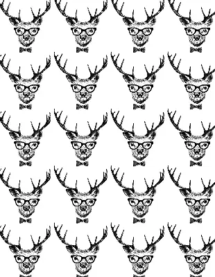Fabric roller blind for window reindeer with glasses print