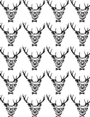 Fabric roller blind for window Reindeer with glasses