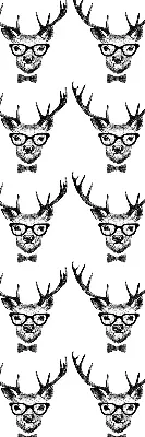 Fabric roller blind for window reindeer with glasses print