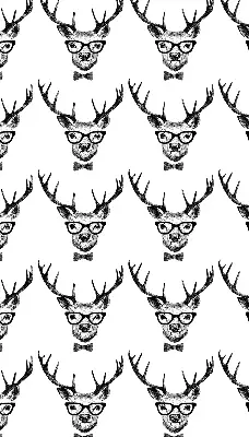 Fabric roller blind for window reindeer with glasses print