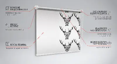 Fabric roller blind for window reindeer with glasses print