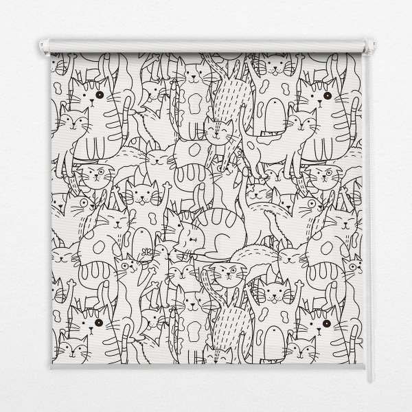 Blackout roller blind Drawn cats