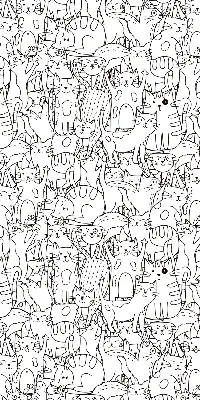 Blackout roller blind with a drawn cats pattern