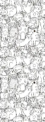 Blackout roller blind with a drawn cats pattern