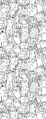 Blackout roller blind with a drawn cats pattern