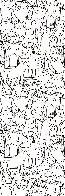 Blackout roller blind with a drawn cats pattern