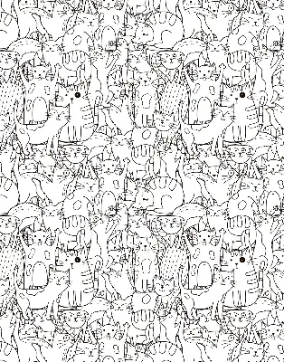 Blackout roller blind with a drawn cats pattern
