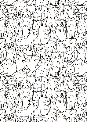 Blackout roller blind Drawn cats